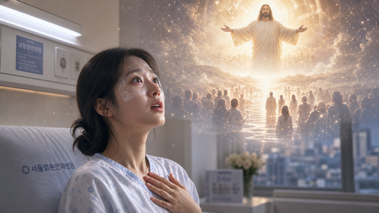 각막 수술 후 초자연적 환영을 보는 여성