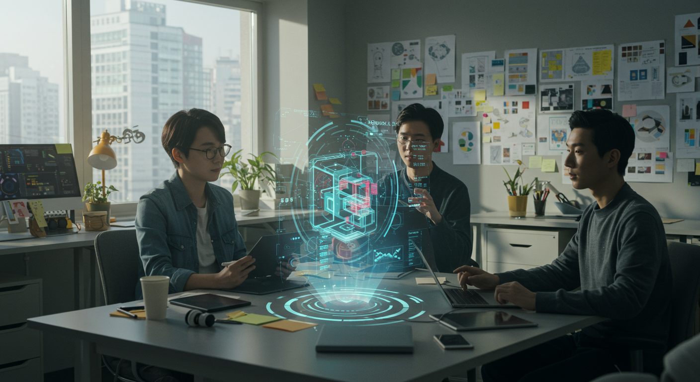 디자인 스튜디오에서 증강 현실 AI와 협업하는 창작자들