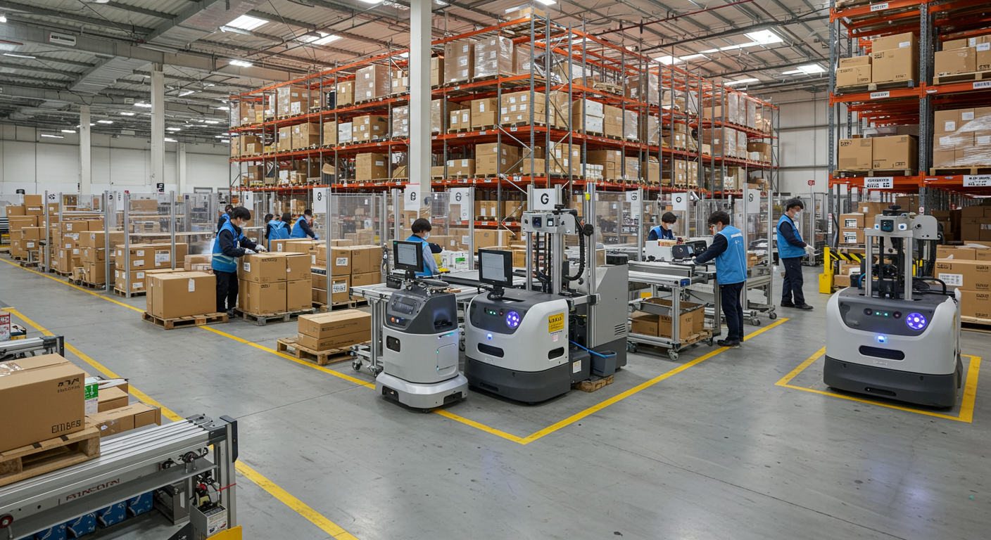 한국 물류 창고에서 첨단 3D 비전 기술을 사용하는 로봇 시스템