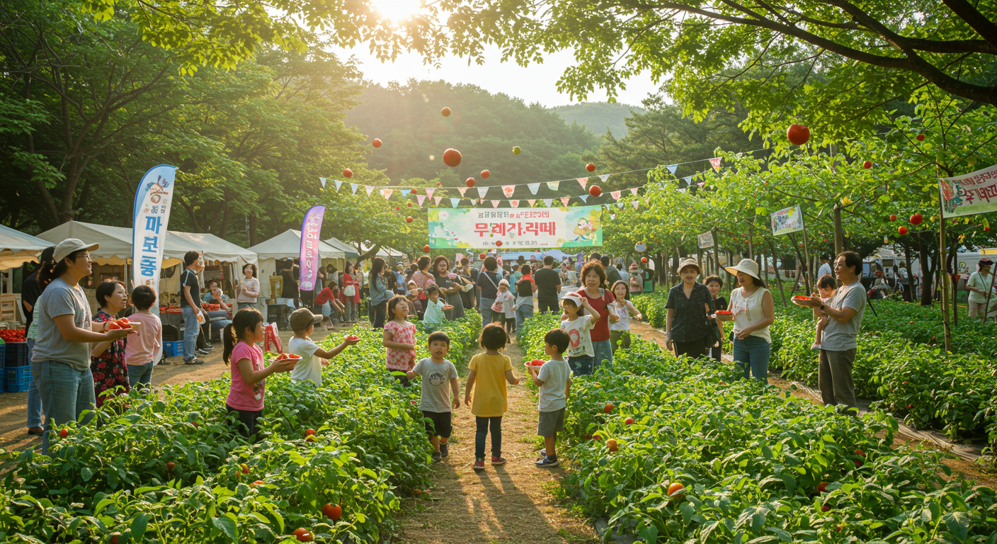 자연의 푸르름과 축제 분위기 속에서 잊지 못할 순간을 만드는 가족들