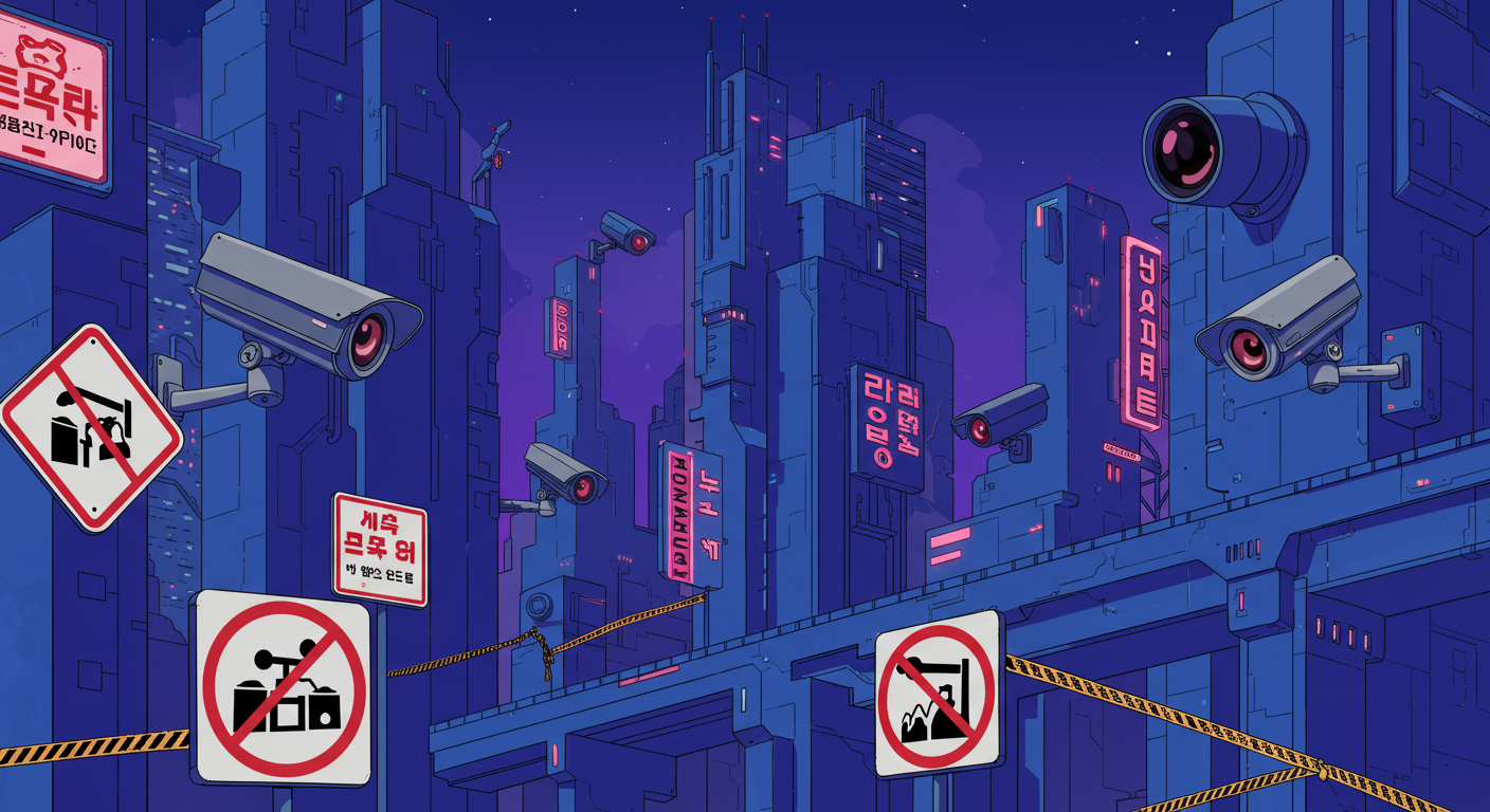 불법 금융 활동을 감시하는 미래 도시 풍경