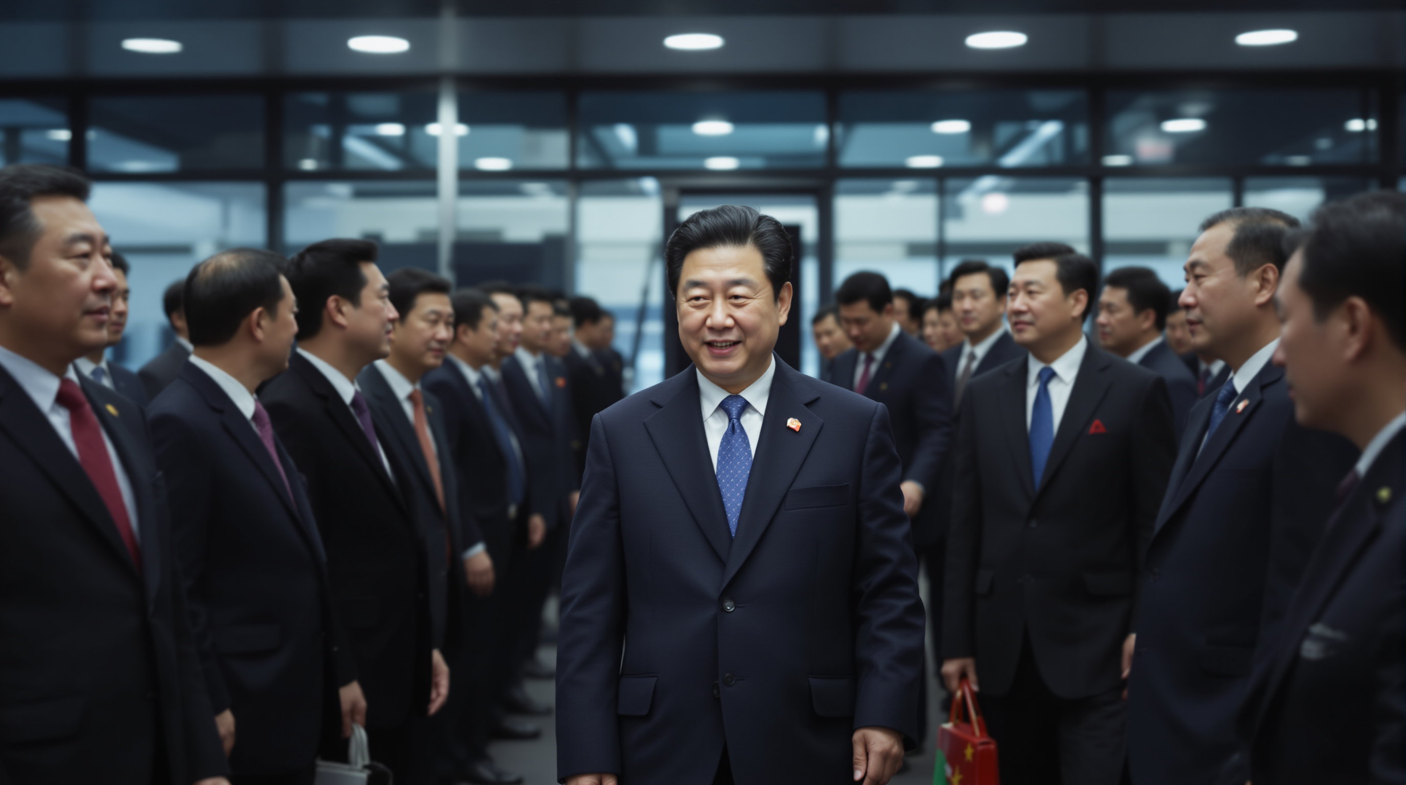 이재명 대통령이 대규모 경제 사절단과 함께 중국에 도착하는 모습