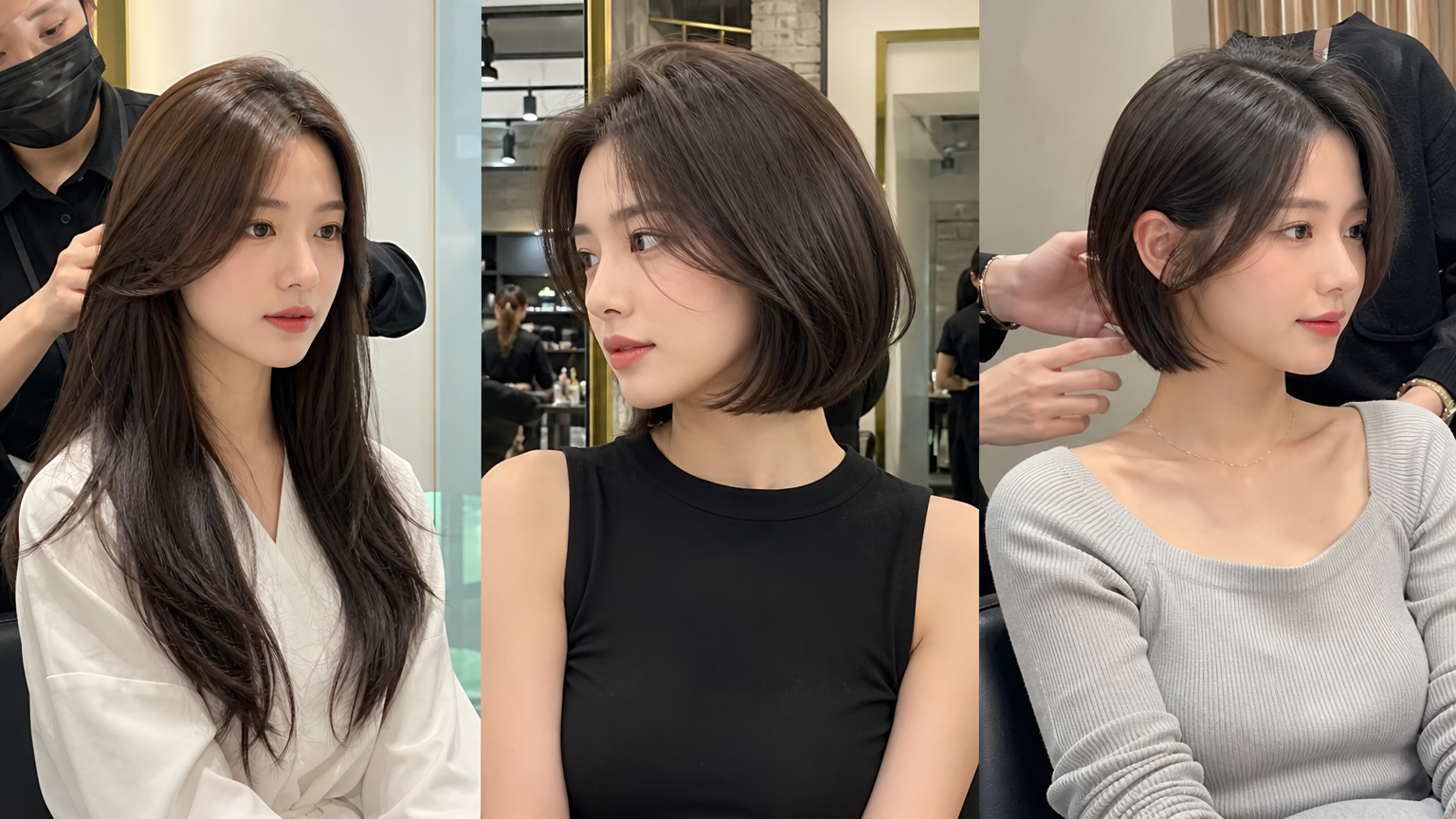 다양한 헤어스타일로 변신 중인 현대적 한국 여배우