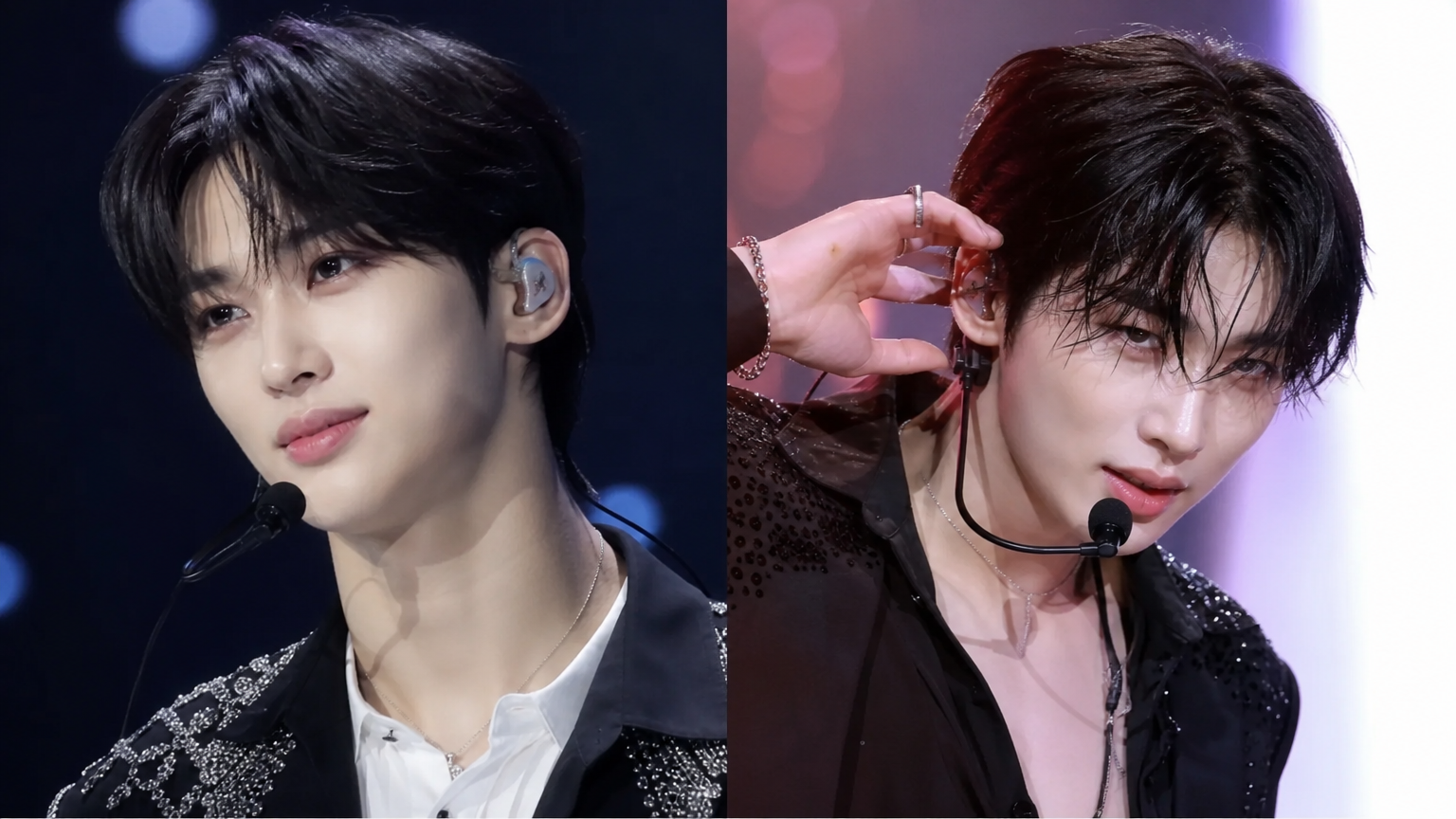 무대 위에서 다양한 표정과 매력을 보여주는 젊은 아이돌의 모습