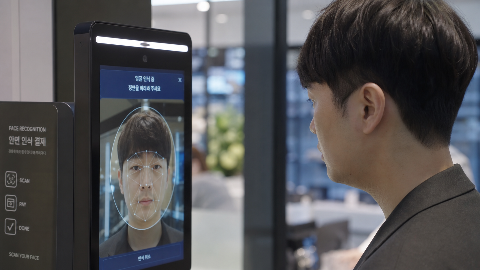 조명 조절을 통해 얼굴 인식 정확도를 높이는 사무직 근로자