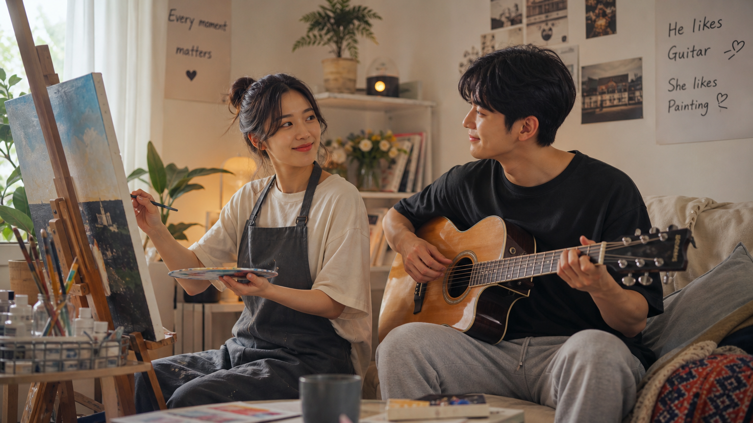 각자의 취미를 응원하는 집안 커플