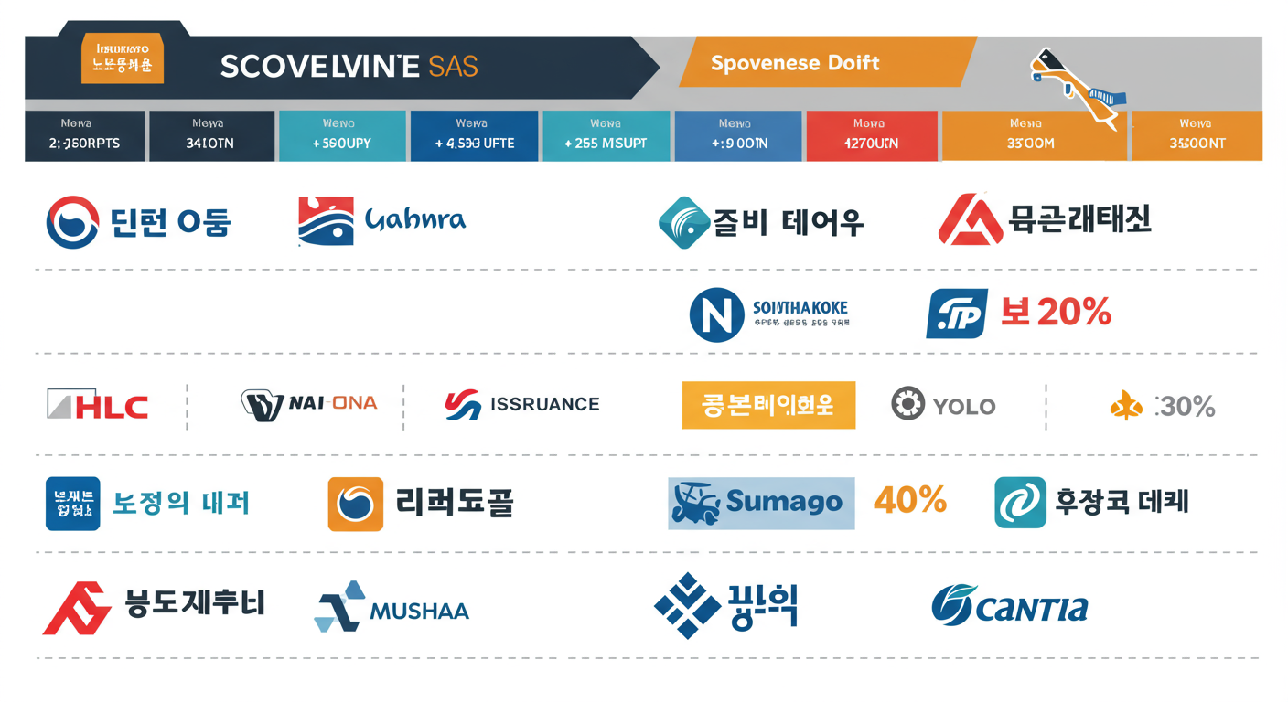 각기 다른 보험사의 로고와 안전 운전에 따른 할인을 나타내는 비교 차트