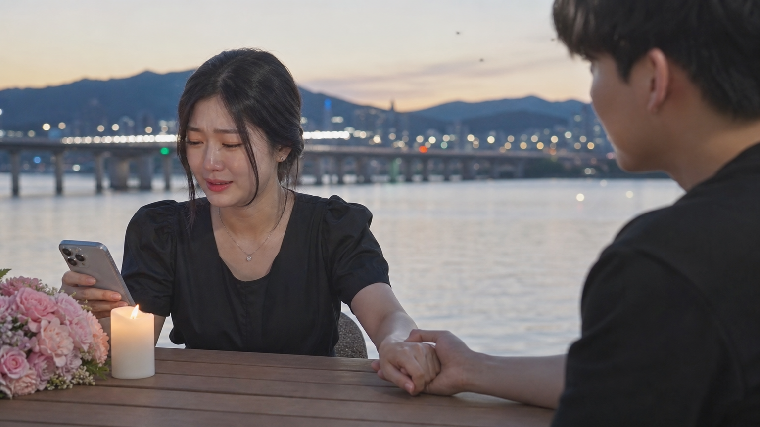 소셜미디어에 감동적인 메시지를 게시하는 젊은 여성의 모습