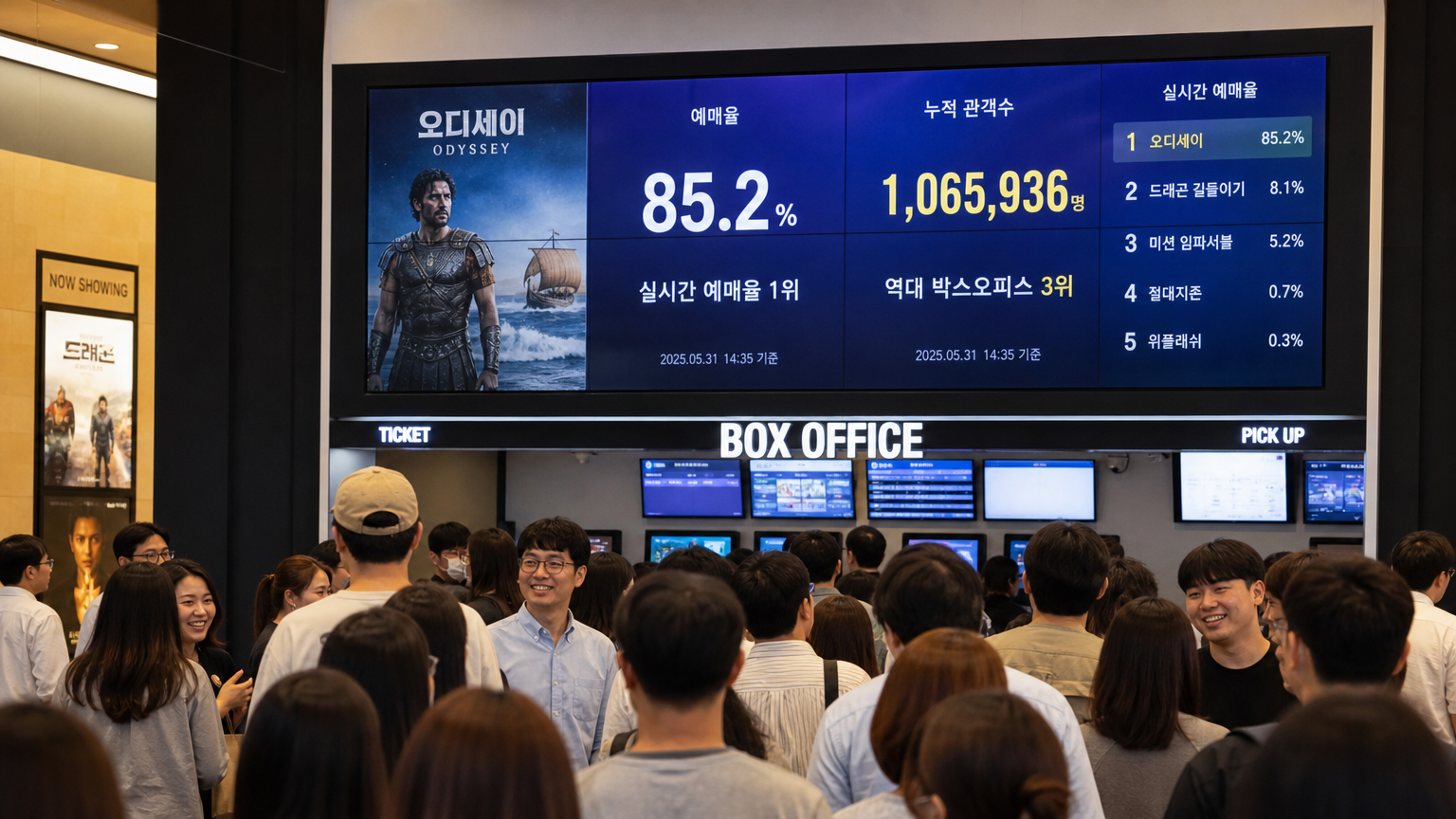 현대 한국 멀티플렉스 영화관에서 티켓 판매 수치가 높은 디지털 스크린과 성인 관객들