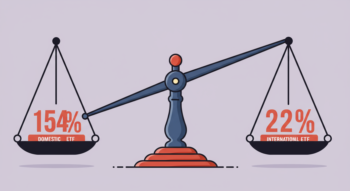 국내외 ETF의 세율을 나타내는 저울 이미지