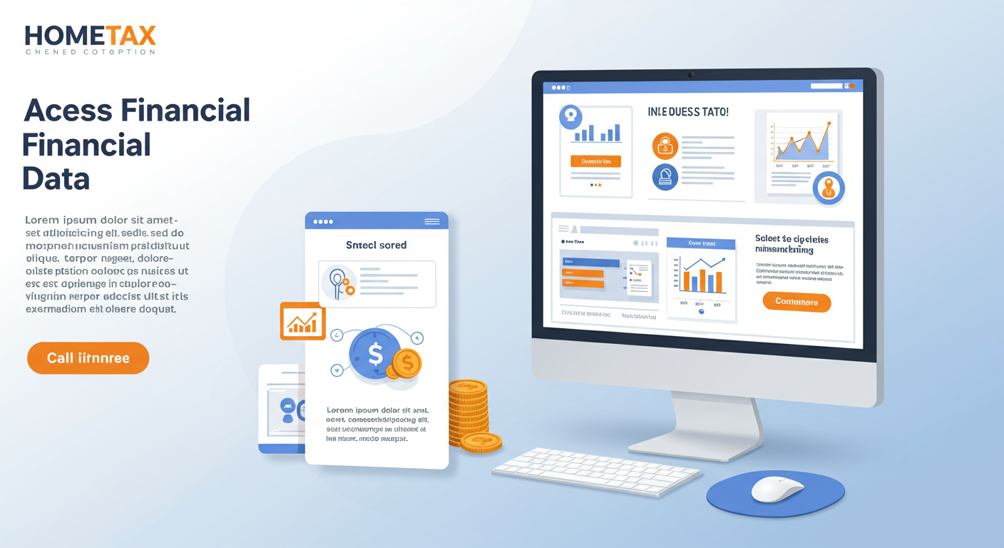 컴퓨터 화면에서 홈택스를 통해 금융 데이터를 확인하는 단계별 가이드