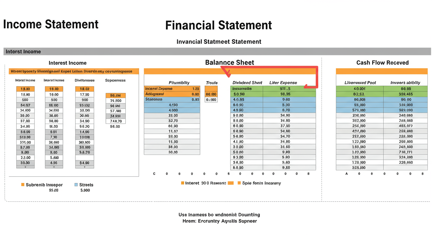 다양한 정보가 포함된 상세한 금융 소득 명세서 레이아웃