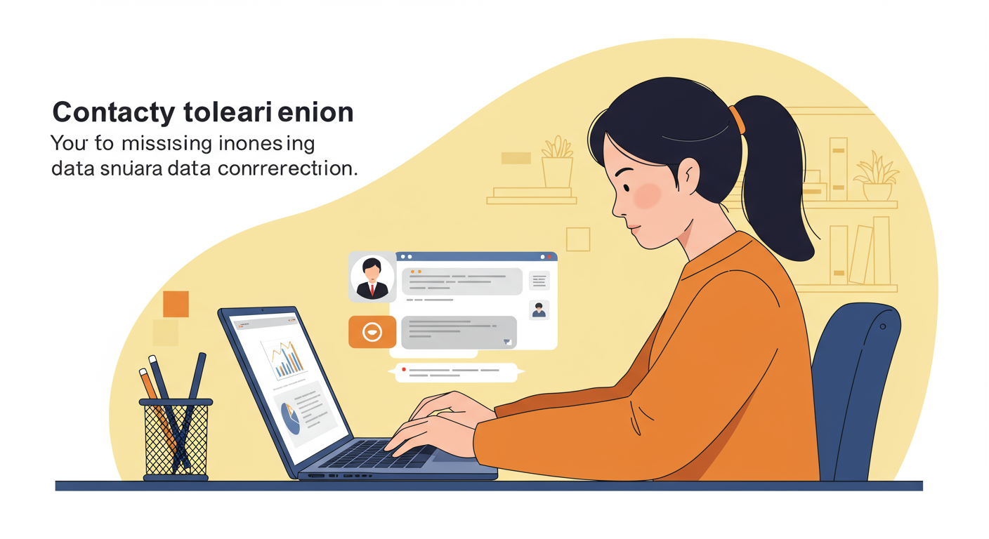 은행에 연락하여 누락된 데이터를 수정 요청하는 사람