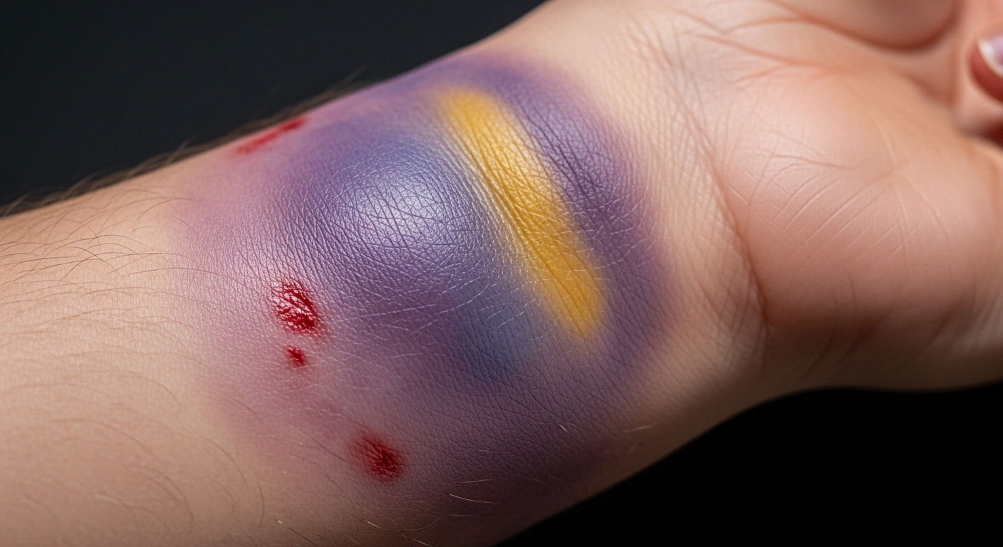 붓고 발적된 손목의 모습