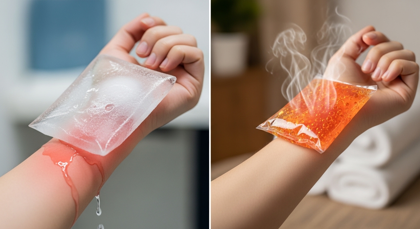 온찜질과 냉찜질을 비교하는 이미지