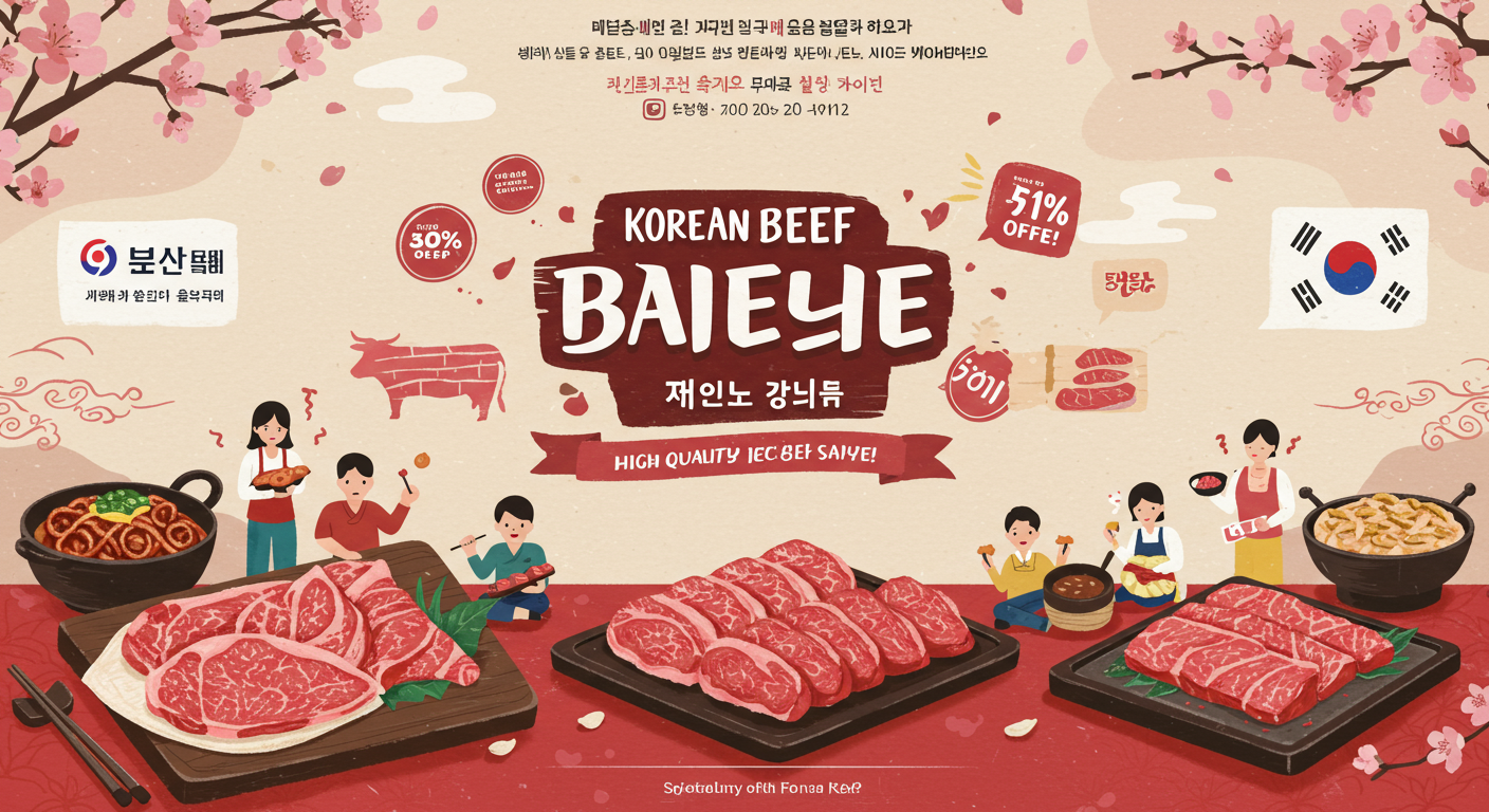 정부 주관으로 대규모로 진행되는 한우 할인 행사를 알리는 배너