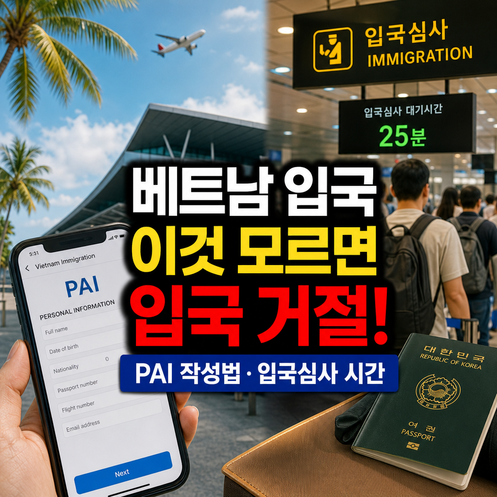 베트남 입국신고서 PAI 작성법 푸꾸옥 입국심사 시간 실시간 정보