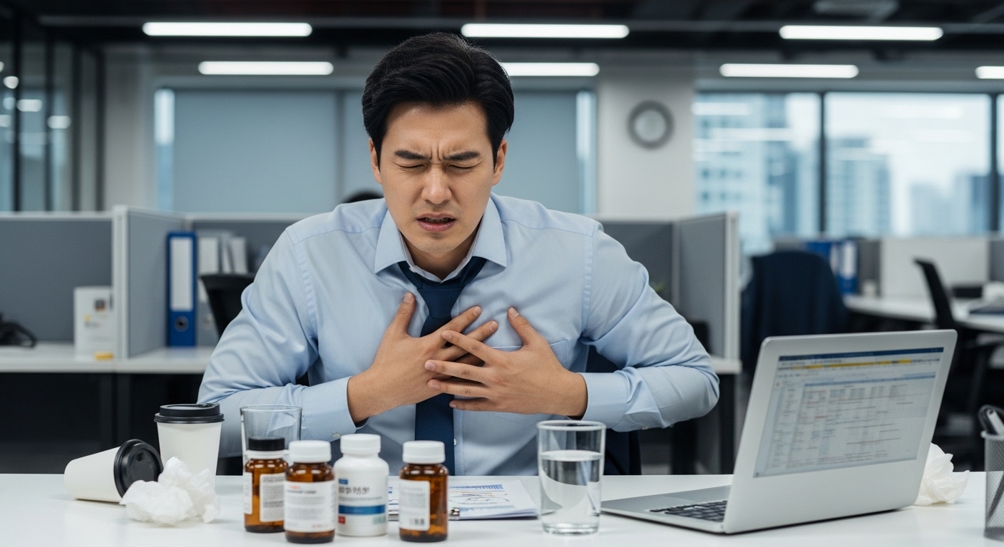 역류성 식도염으로 가슴 통증을 느끼는 현대인