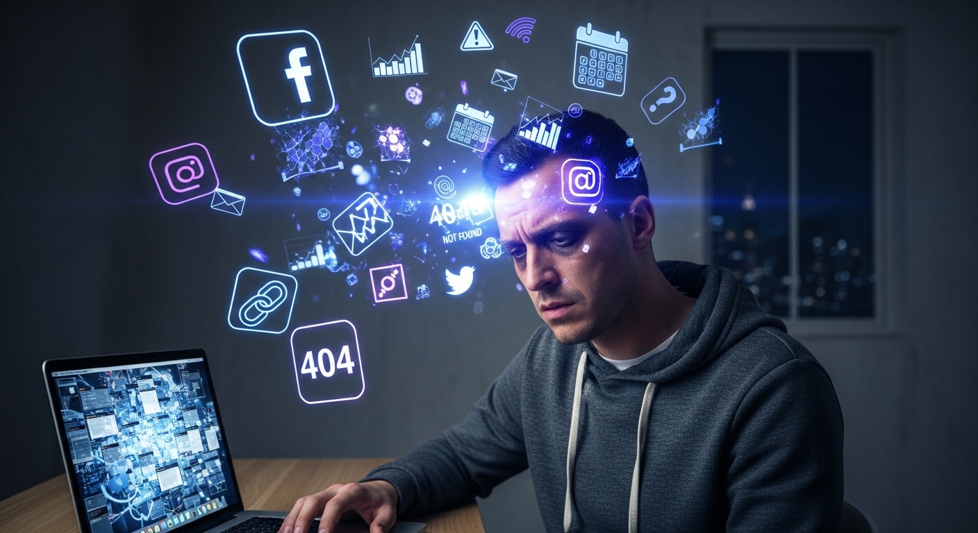 정보 과부하로 스트레스받는 뇌를 상징하는 이미지