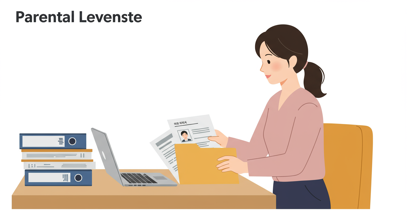 깔끔하게 정리된 책상 위에 신분증 사본과 급여명세서 등 필수 서류가 놓여 있는 모습