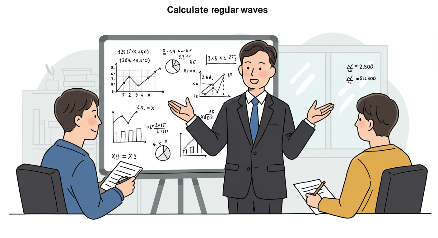 금융 상담사가 한국인 직원에게 백보드를 사용해 통상임금 계산 원리를 설명하는 장면