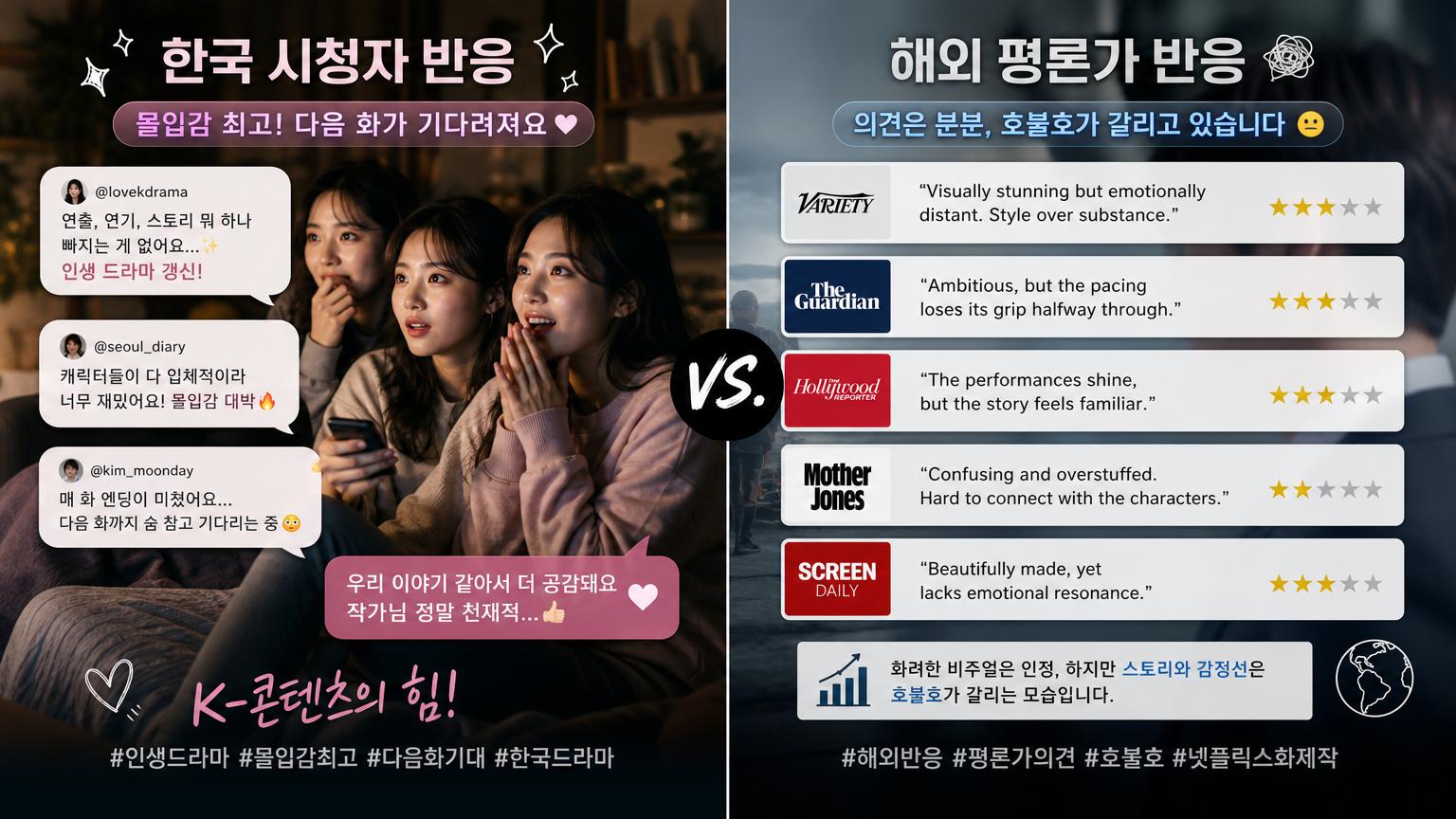 다양한 반응을 보이는 국내외 관객과 평론가들의 평가