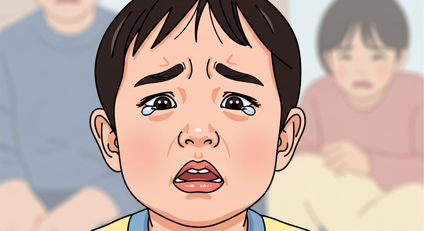 정서적으로 혼란스러운 환경에 있는 어린 아이의 모습