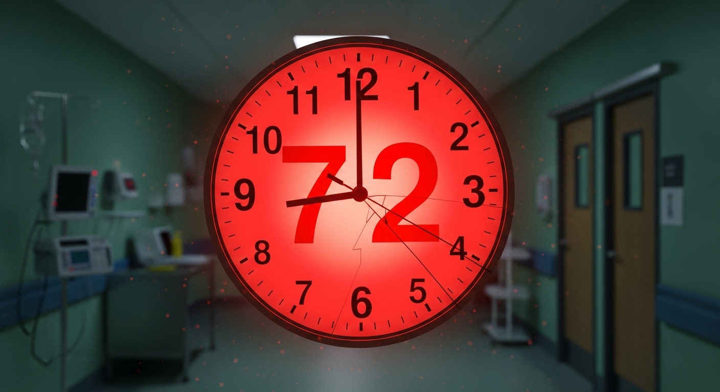 치료 효과를 위해 중요한 72시간을 상징하는 시계 이미지