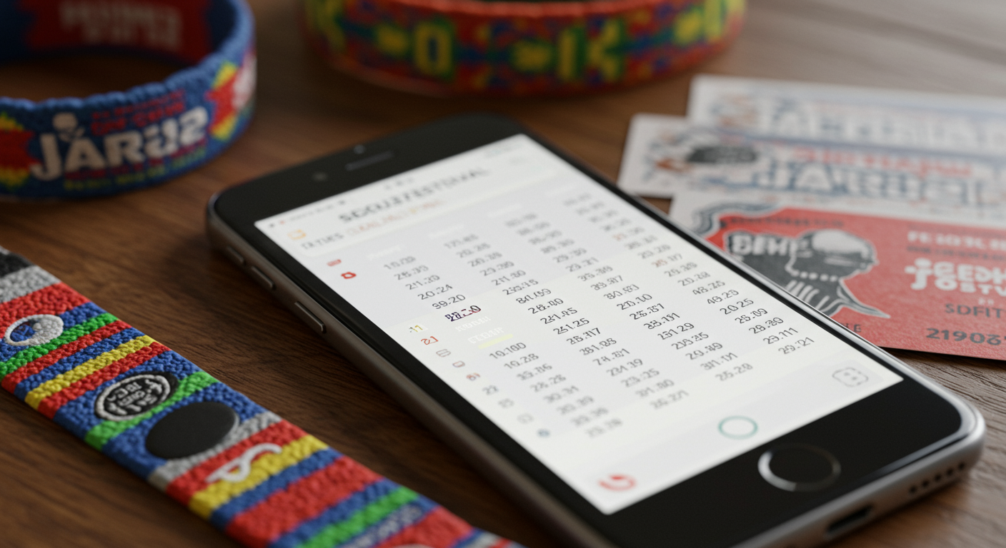 스마트폰 화면에 표시된 서울 재즈 페스티벌의 상세한 시간표