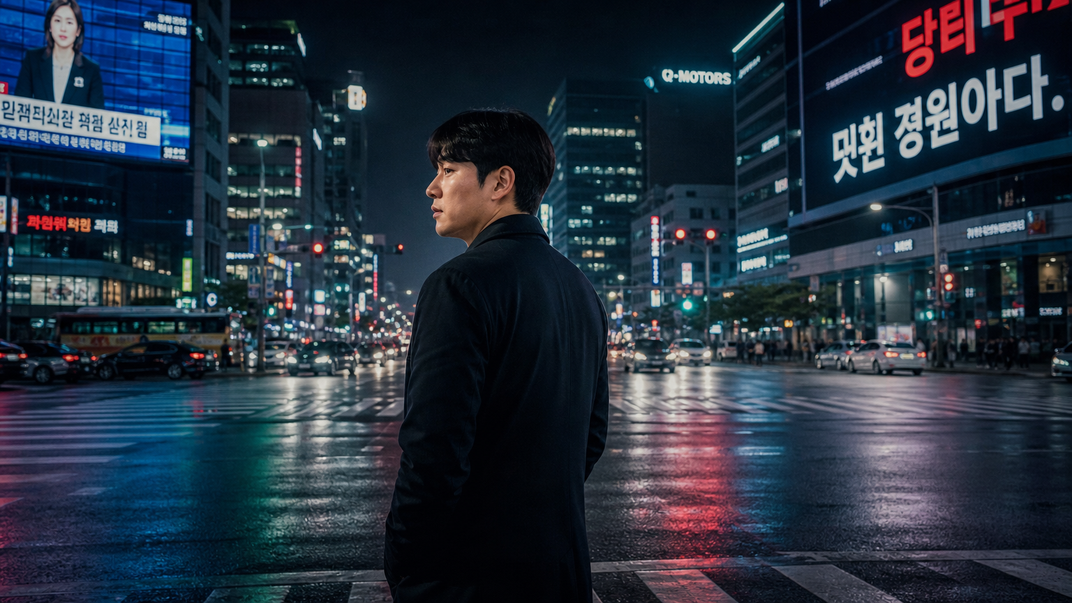 도시 환경 속 갈림길에 서서 미래를 고민하는 남성의 모습