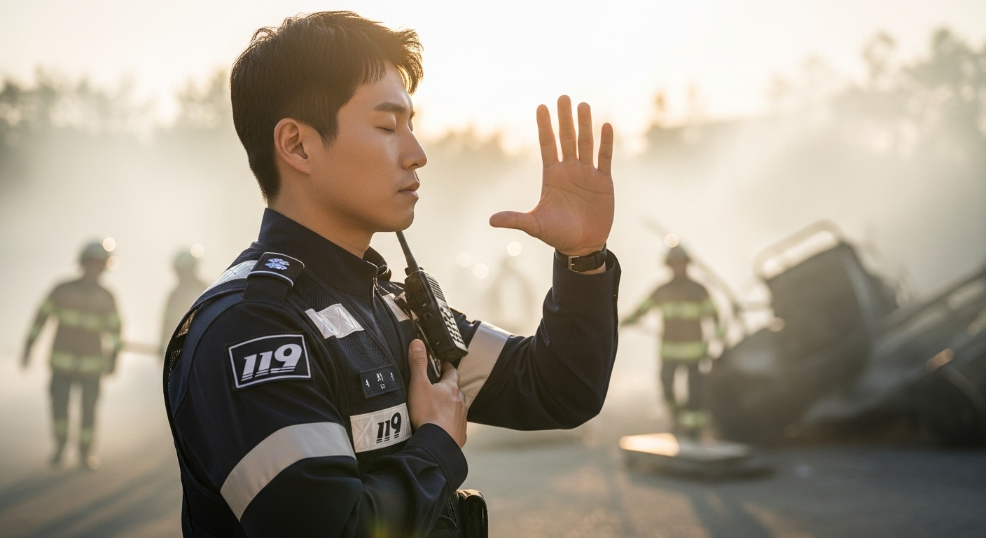 박스 호흡법을 실천하는 모습