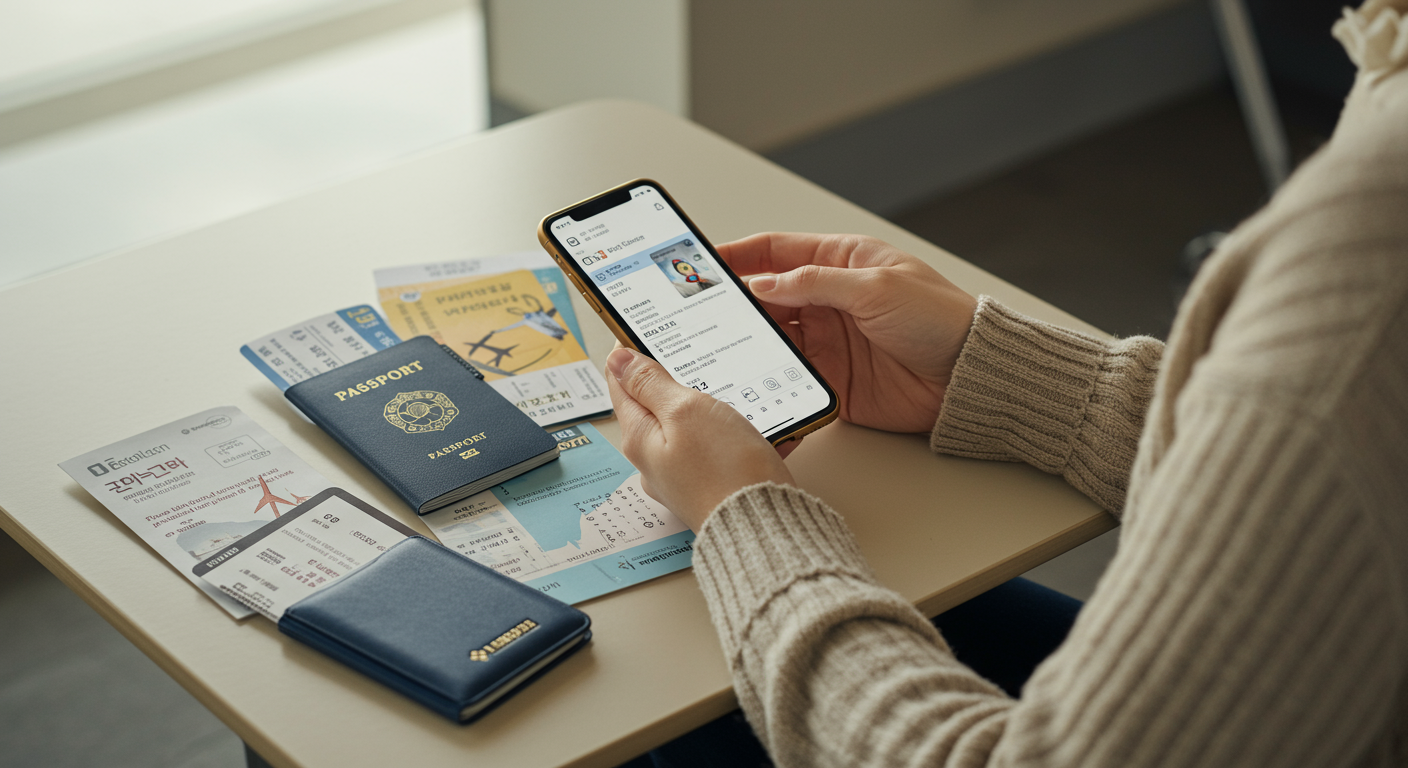 스마트폰으로 전자여권 유효성을 확인하는 모습