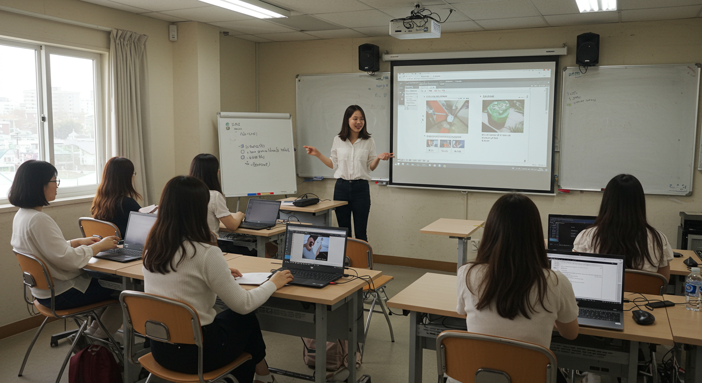 초보자를 위한 포토샵 튜토리얼 세션 장면