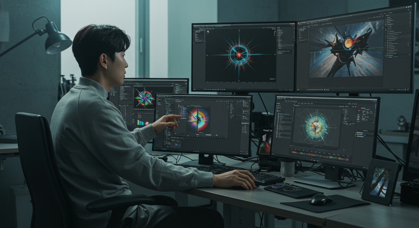 외부 AI 도구를 병행하여 대량 이미지 처리를 효율적으로 수행하는 모습