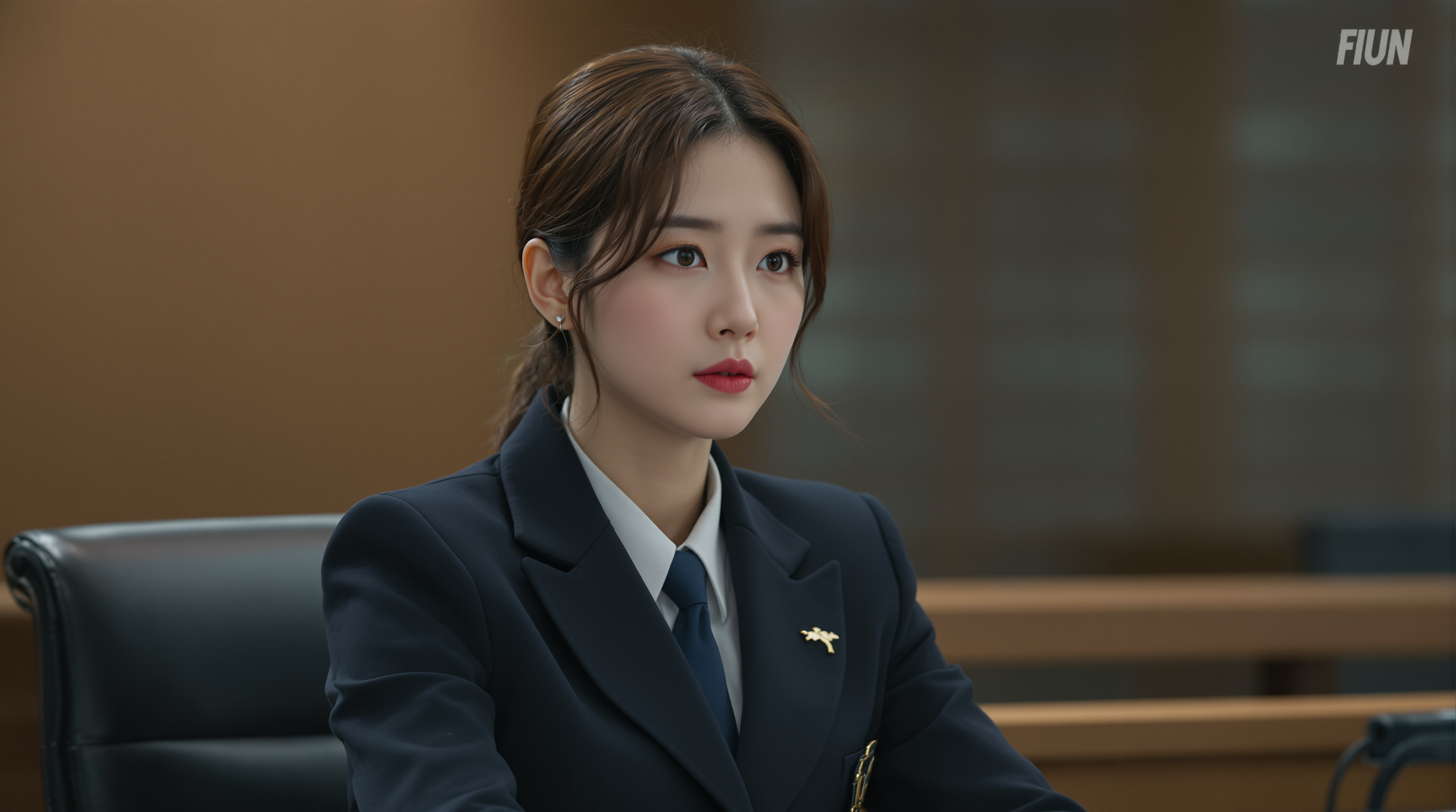 법정에서 카리스마 넘치는 표정을 짓고 있는 검사 서도연 역의 이다희