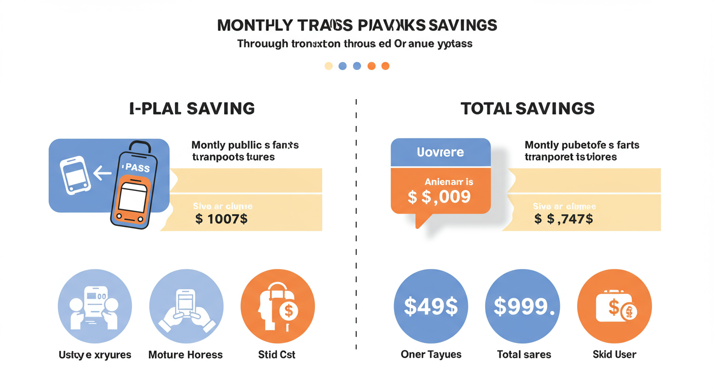 월간 교통 비용 절감을 보여주는 재정 다이어그램