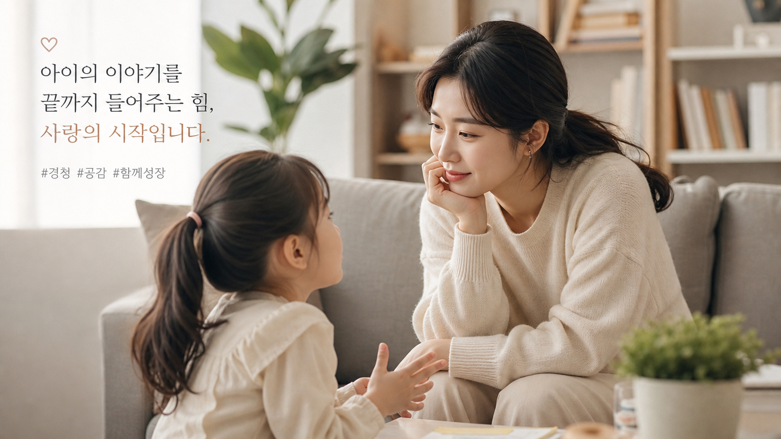 공감하며 자녀 이야기에 귀 기울이는 부모
