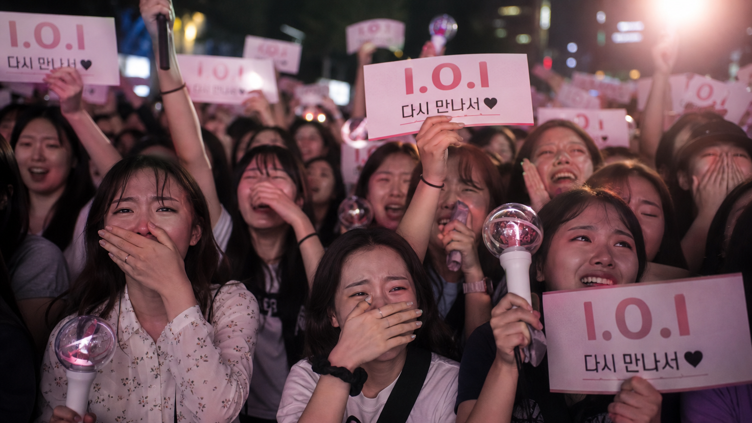 IOI 재결합 소식을 들은 팬들이 기뻐하는 모습과 일부 멤버들의 불참으로 인한 복잡한 감정
