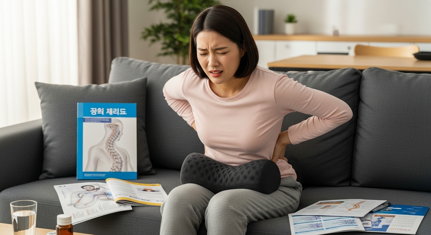 허리와 골반 통증을 고민하는 모습