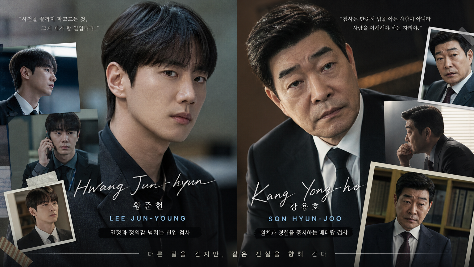 이준영과 손현주 배우의 캐릭터 모습이 담긴 포트레이트 콜라주
