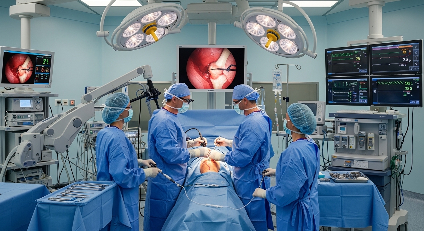 첨단 장비를 이용한 관절 내시경 수술 장면