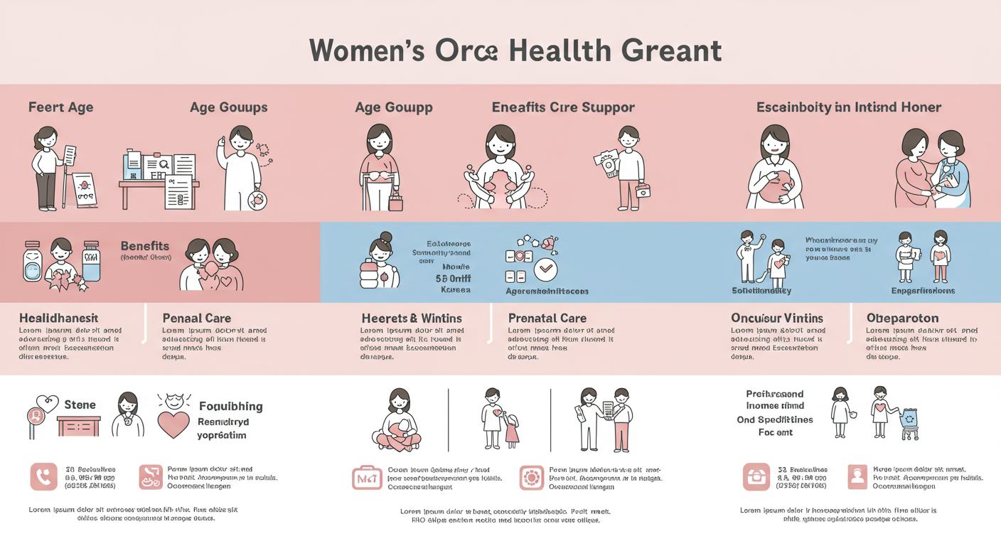 연령별 및 혜택별로 정리된 여성 건강 지원금 자격 기준 인포그래픽