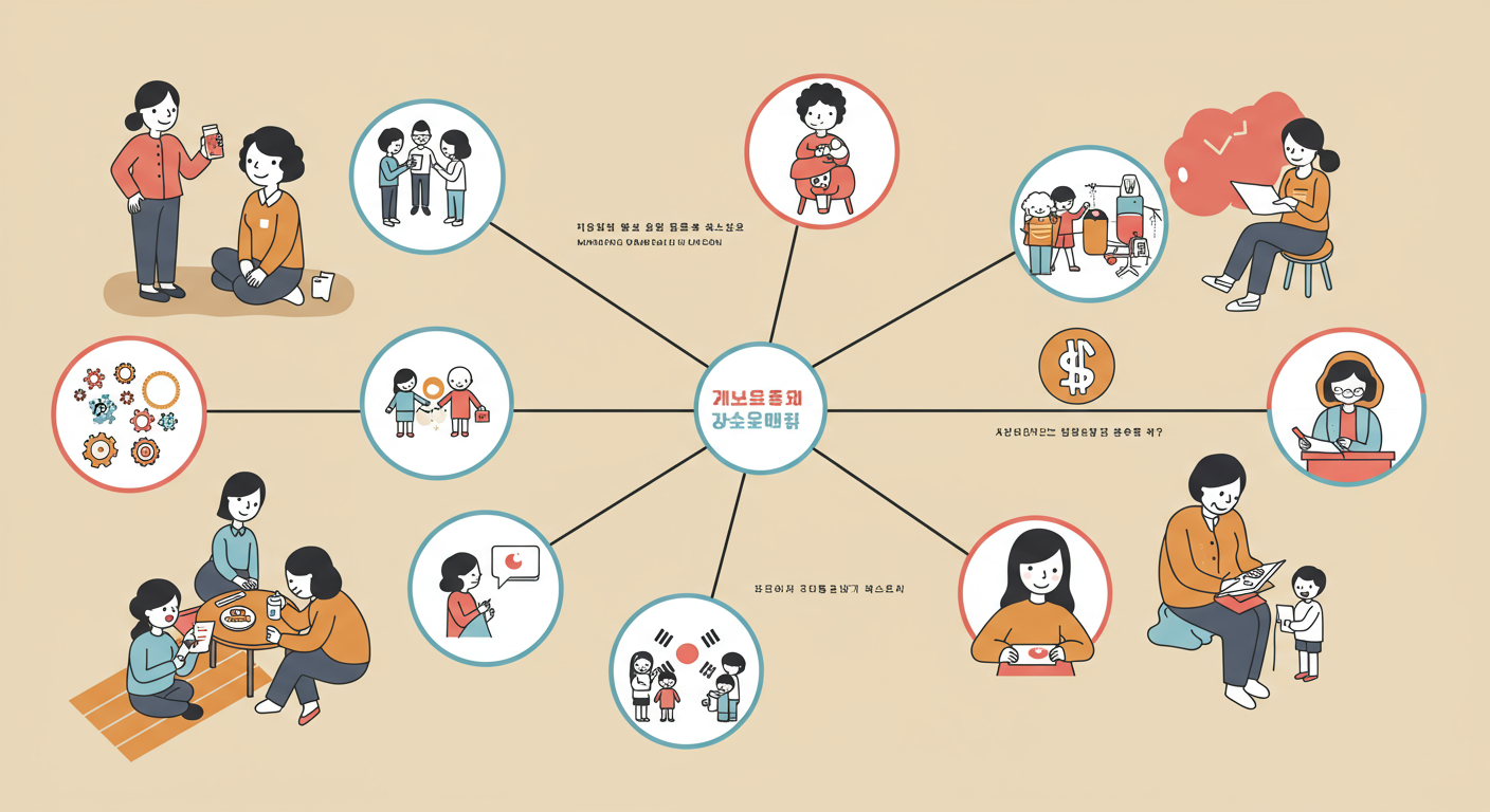 여러 가지 여성 복지 프로그램을 결합하여 시너지 효과를 내는 장면