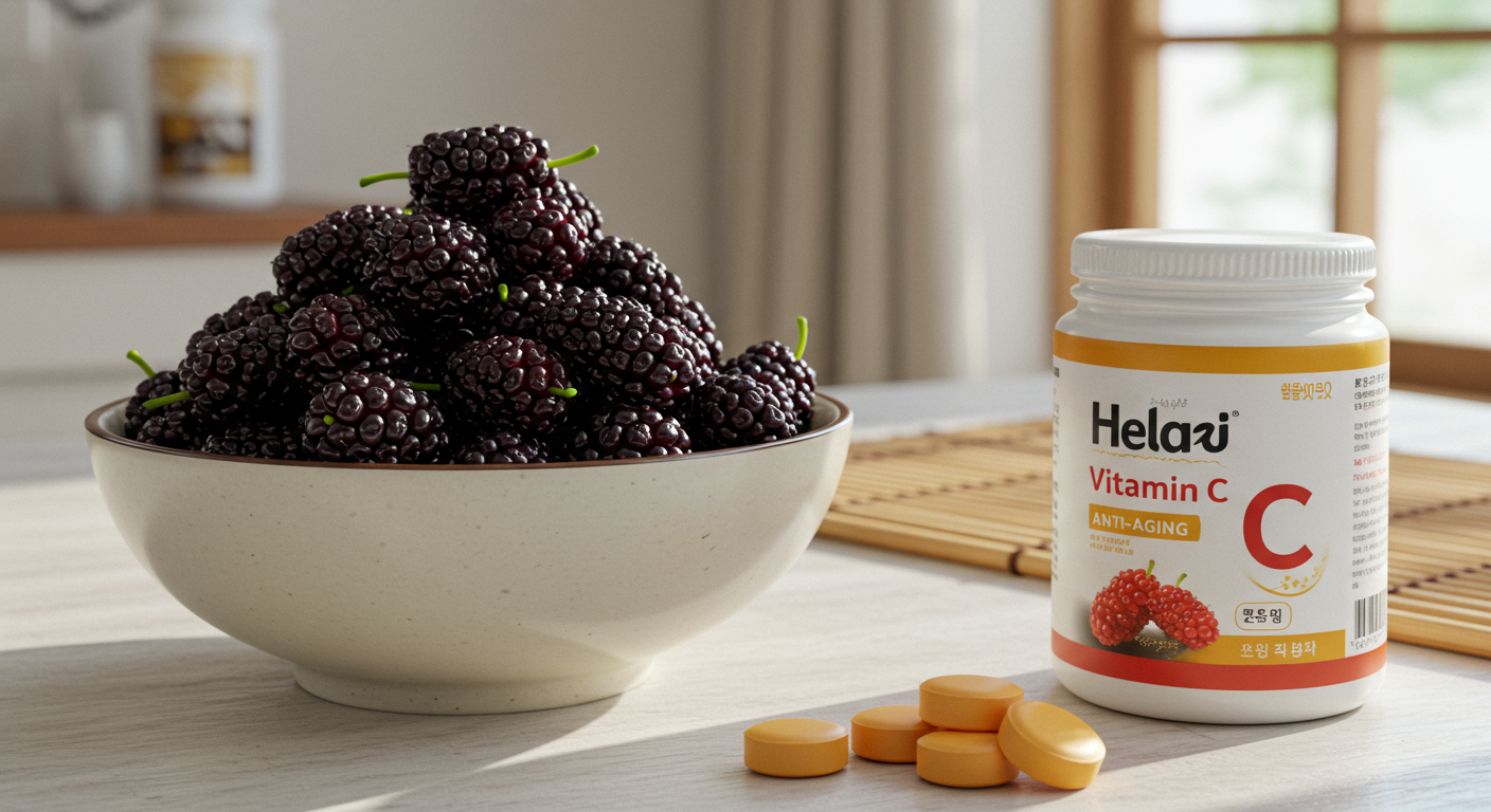신선한 오디와 비타민 C로 노화 방지 및 면역력 강화 모습