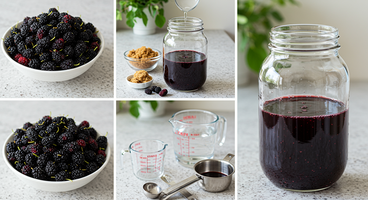 집에서 유리병으로 만드는 간단한 오디 효소 과정