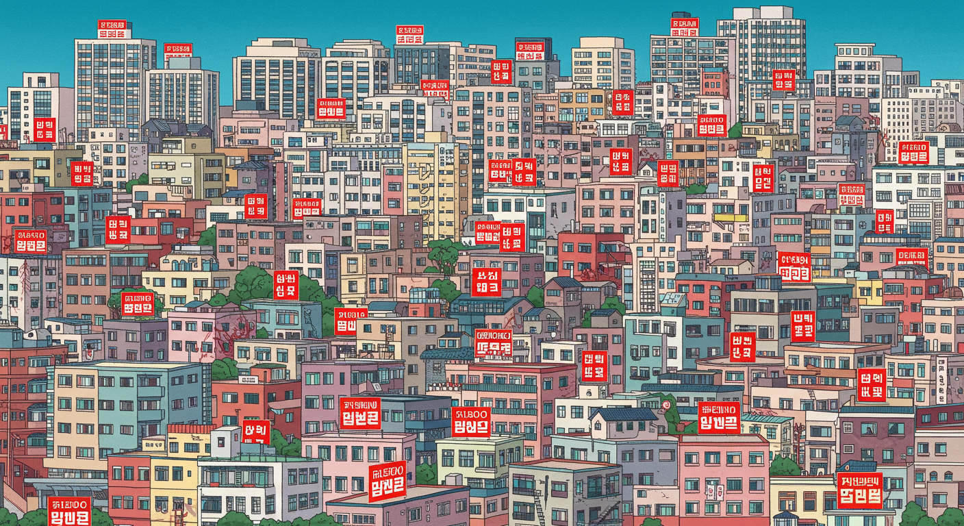 깡통빌라로 표시된 아파트가 있는 도시 스카이라인