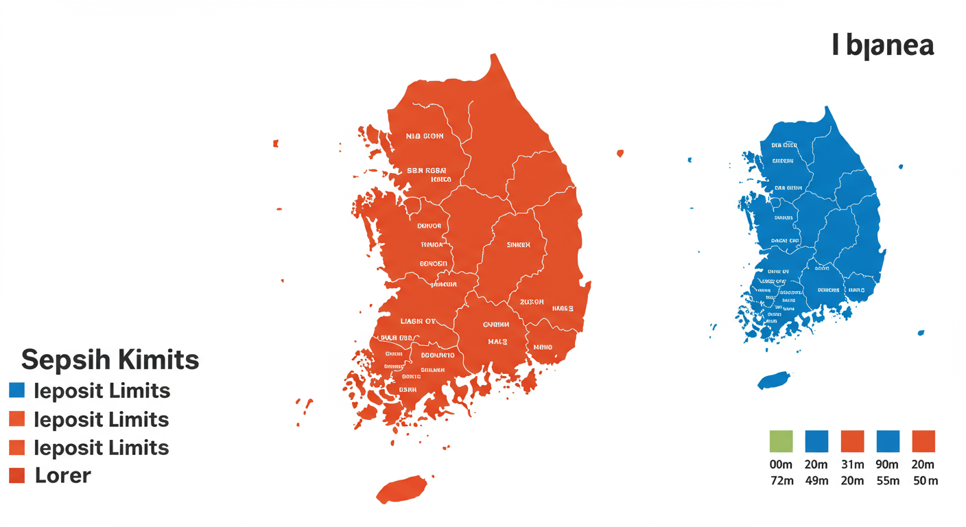 다양한 색상으로 표시된 지역별 전세 한도 지도