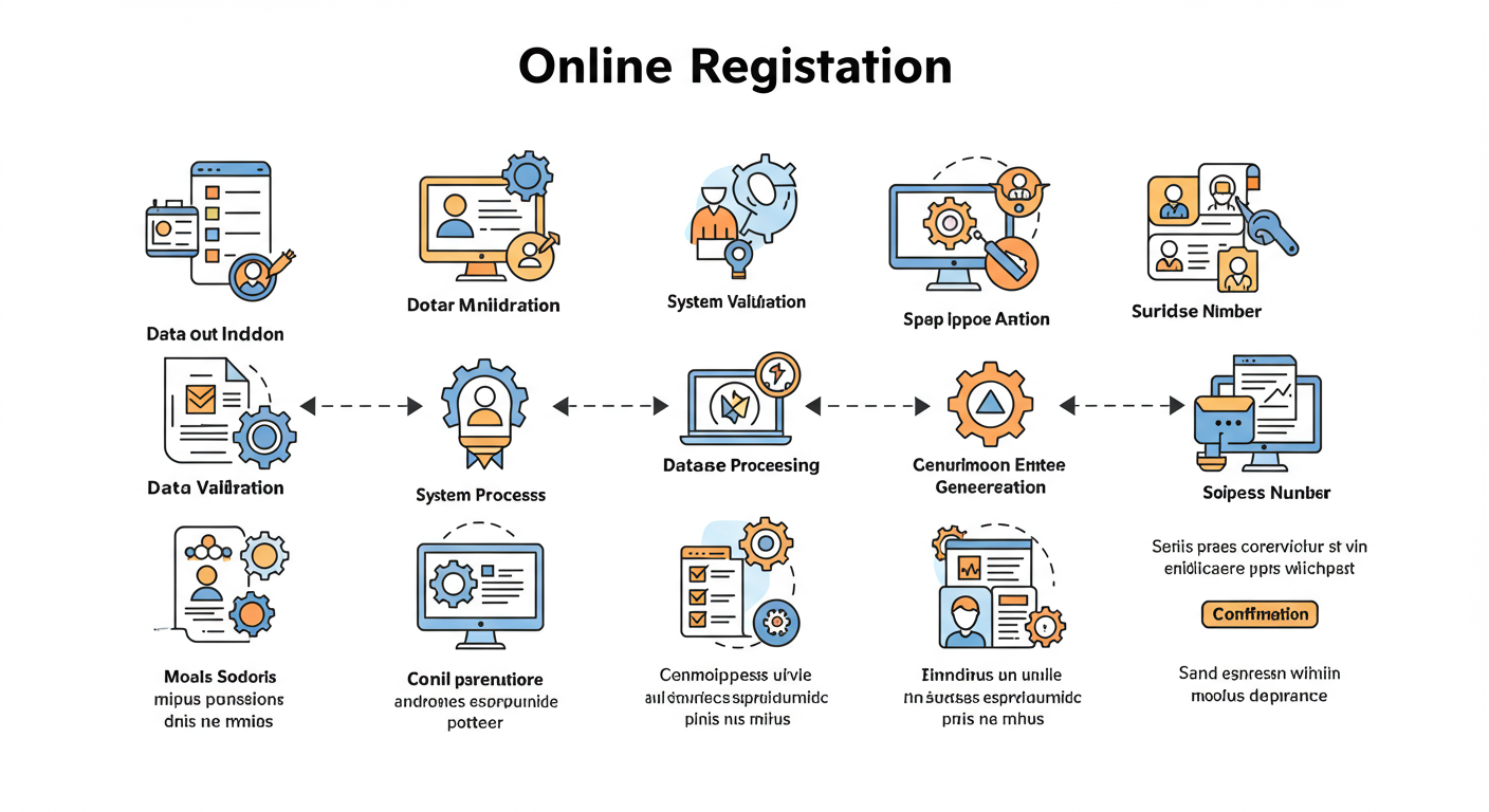 데이터를 입력하고 확인 번호 생성까지의 과정을 보여주는 단계별 인포그래픽