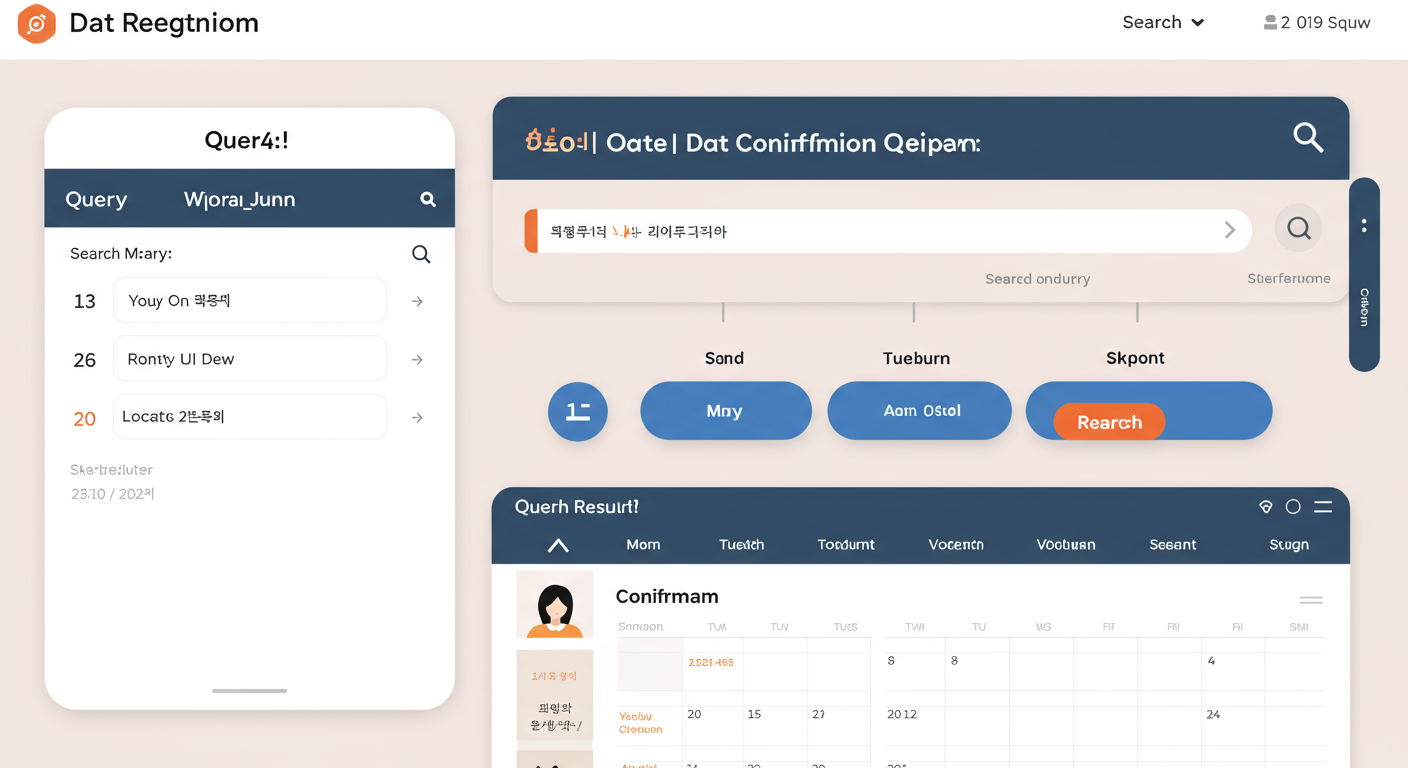 날짜 확인을 위한 조회 옵션과 검색 결과를 표시하는 인터넷 등기 플랫폼의 사용자 인터페이스 디자인