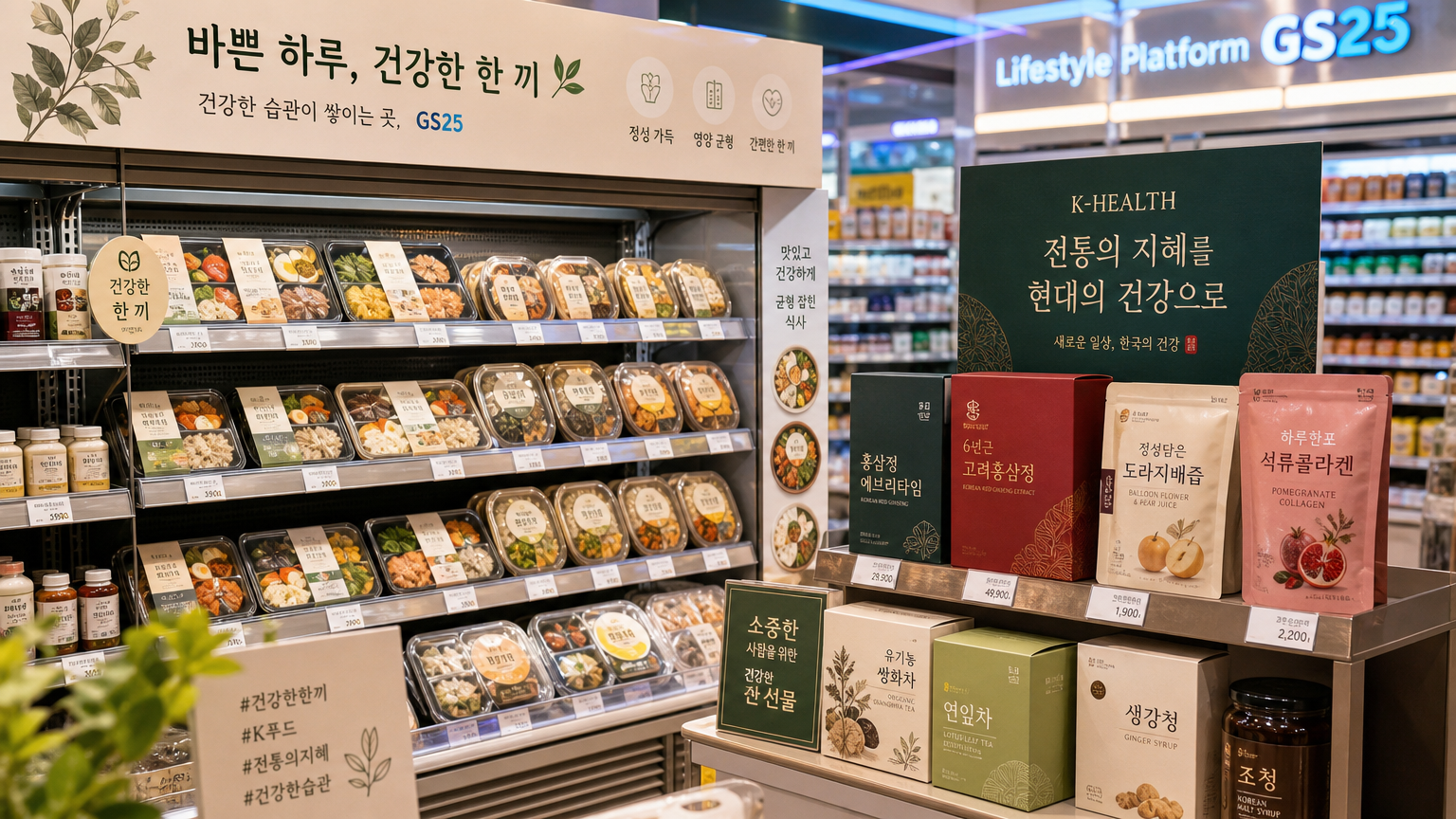편의점에서 판매하는 다양한 즉석 식사와 혁신적인 포장